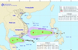 Hai áp thấp nhiệt đới cùng lúc hoành hành phía Nam Biển Đông